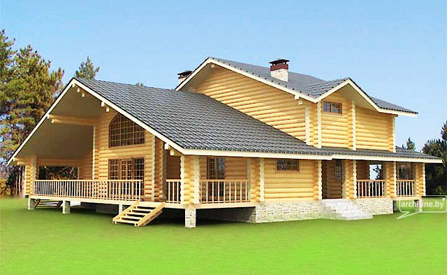 Il cottage in legno di tronchi 327 m2