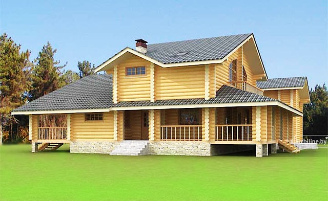 Il cottage in legno di tronchi 327 m2