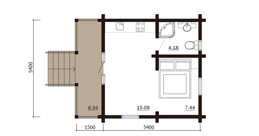 Piano terra di "Defender" 48 m²