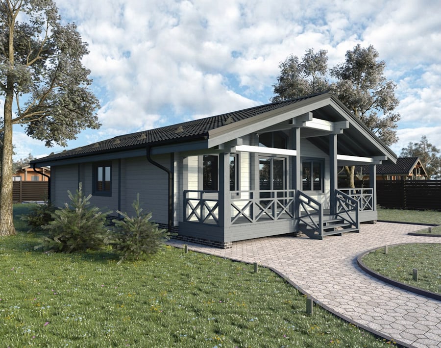 Tipico progetto di casa in legno lamellare impiallacciato - 100-120 mq  