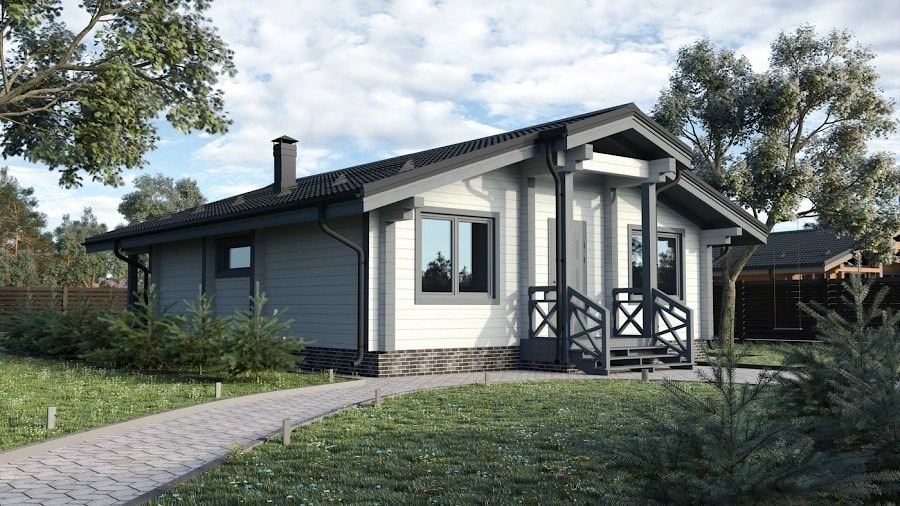 Un tipico progetto di una casa fatta di legno - 80-90 metri quadrati