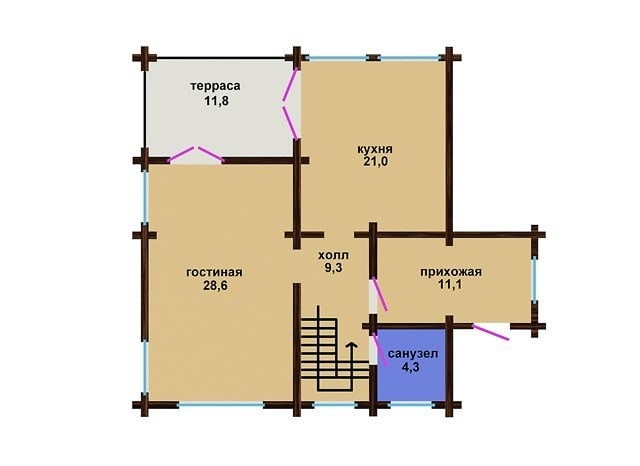 Casa di legno di tronchi "Tevere" 172 m2