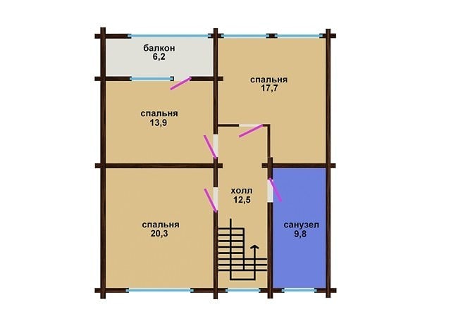 Casa di legno di tronchi "Tevere" 172 m2