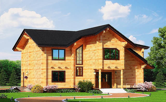 Una casa di tronchi di legno 215 m2