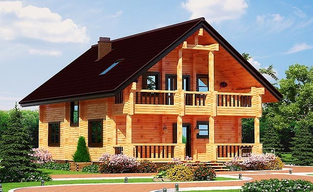 Una casa di periferia realizzata da travi in legno lamellare 172 m2