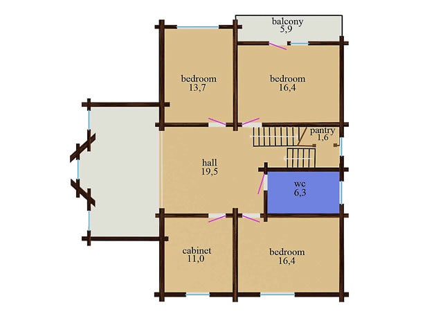 Una casa di campagna residenziale in legno cilindrato secco 194 m2