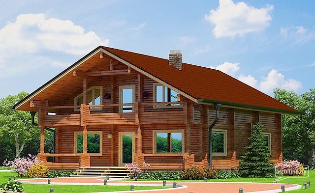 Una casa di periferia realizzata da travi in legno lamellare 172 m2  